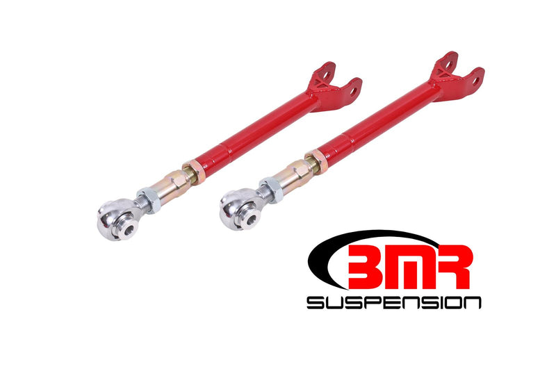 BMR 08-18 Dodge Challenger Lower Trailing Arms w On-Car Adj. Rod Ends Red