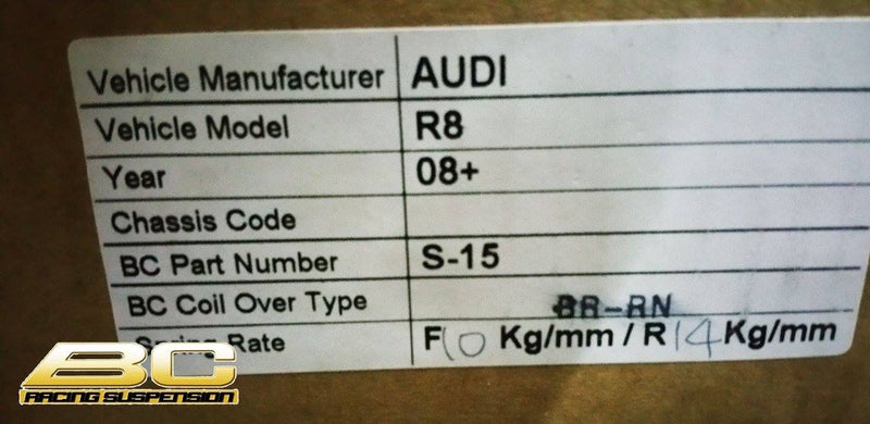 BC Racing 08-15 Audi R8 Coilovers - BR Type