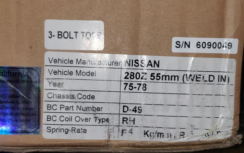 BC Racing 74.5-78 Nissan 260Z & 280Z S30 Coilover - BR Type