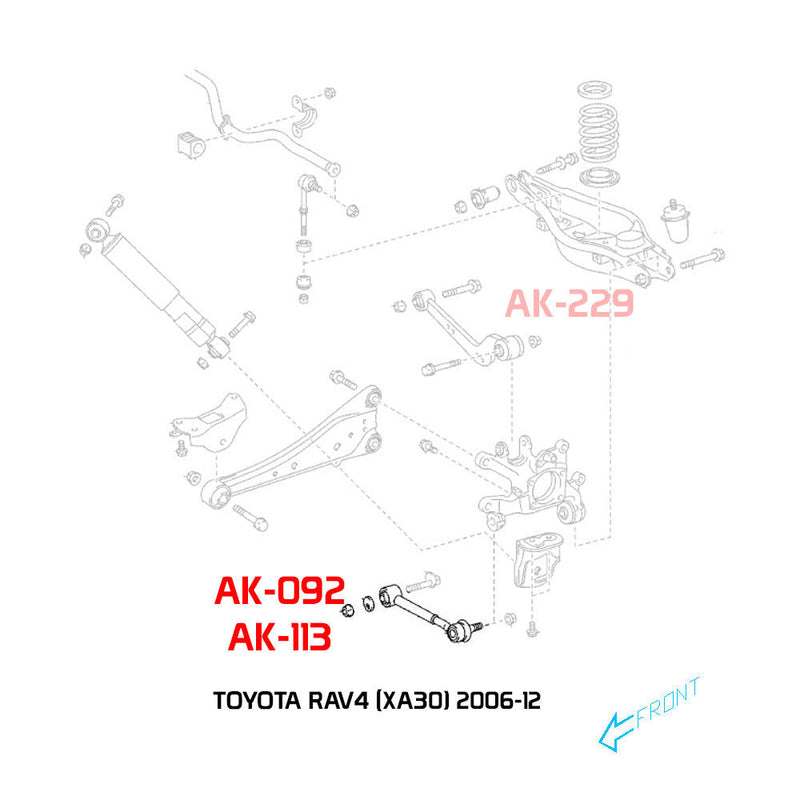 Godspeed 06-18 Toyota Rav4 Adjustable Rear Toe Arms - Spherical Ball Joints